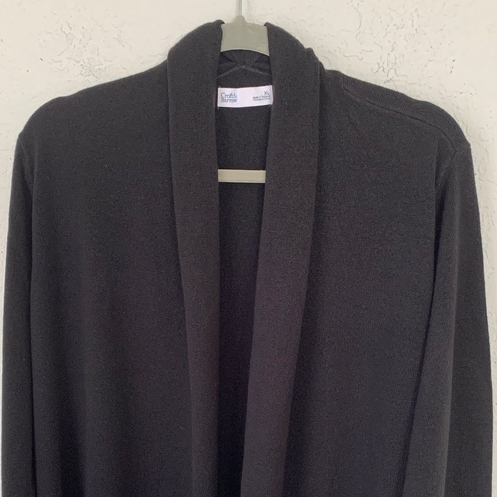 Croft & Barrow Women's Black Knit Open Front Cardigan Sweater Size XL - Picture 2 of 8